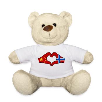 China Norway Flag Hands Heart Shape - Teddy Bear - white - Front