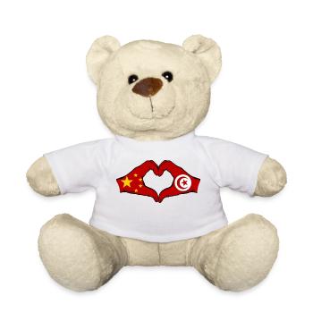China Tunisia Flag Hands Heart Shape - Teddy Bear - white - Front