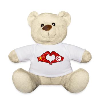 Chine Tunisie drapeau mains forme coeur utilisé - Nounours - blanc - Devant