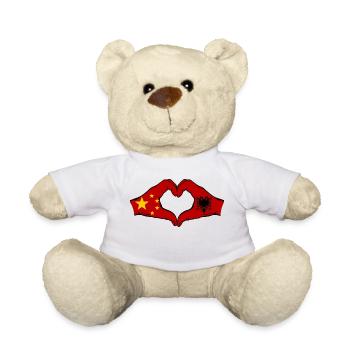 China Albania Flag Hands Heart Shape - Teddy Bear - white - Front