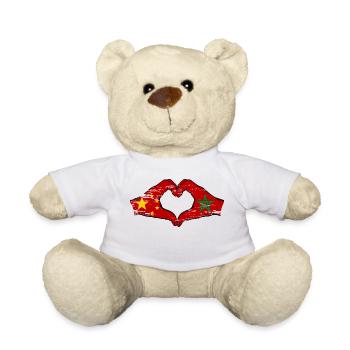 Chine Maroc drapeau mains forme de coeur utilisé - Nounours - blanc - Devant