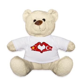 Chine Turquie drapeau mains forme coeur utilisé - Nounours - blanc - Devant