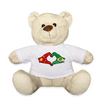 China Brazil Flag Hands Heart Shape Used - Teddy Bear - white - Front
