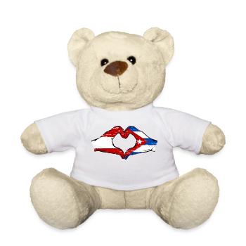 Austria Cuba Flag Hands Heart Shape Used - Teddy Bear - white - Front