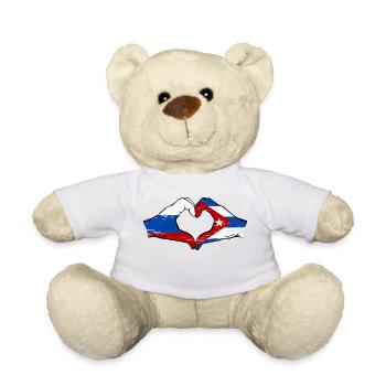 Russie Cuba drapeau mains forme de coeur utilisé - Nounours - blanc - Devant