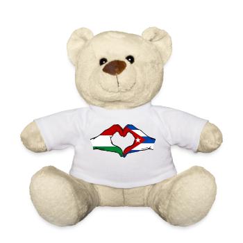 Hongrie Cuba Drapeau Mains Coeur Forme - Nounours - blanc - Devant