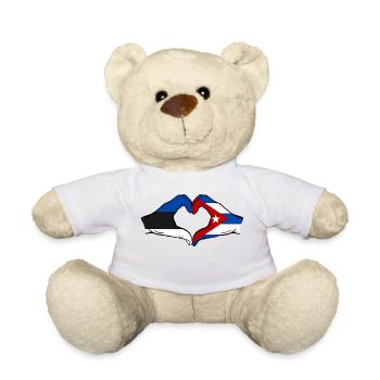 Estland Kuba Flagge Hände Herzform - Teddy - Weiß - Vorne