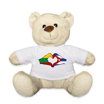 Lituanie Cuba Drapeau Mains Coeur Forme - Nounours - blanc - Devant