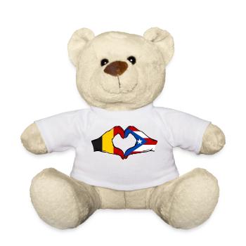Belgien Puerto Rico Flagge Hände Herzform - Teddy - Weiß - Vorne