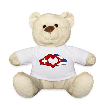 Suisse Cuba Drapeau Mains Coeur Forme - Nounours - blanc - Devant