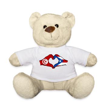 Tunesien Puerto Rico Flagge Hände Herzform - Teddy - Weiß - Vorne