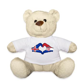Islande Croatie Drapeau Mains Coeur Forme - Nounours - blanc - Devant