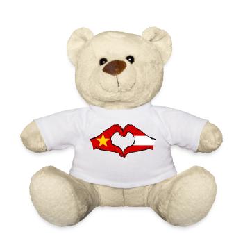 Vietnam Austria Flag Hands Heart Shape - Teddy Bear - white - Front
