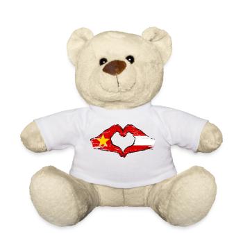 Vietnam Austria Flag Hands Heart Shape Used - Teddy Bear - white - Front