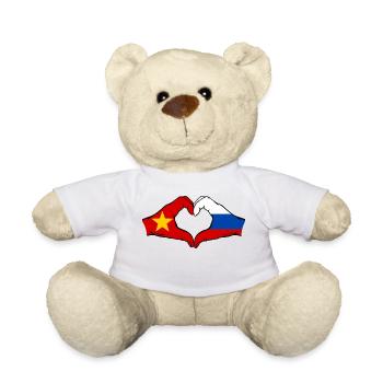 Vietnam Russland Flagge Hände Herzform - Teddy - Weiß - Vorne