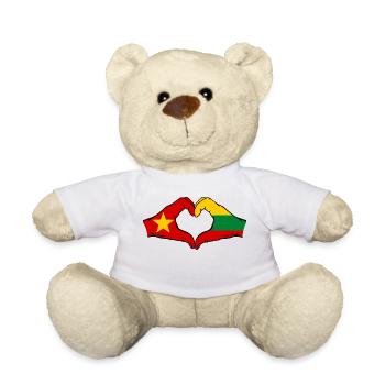 Vietnam Litauen Flagge Hände Herzform - Teddy - Weiß - Vorne