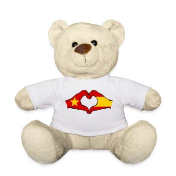 Vietnam Espagne Drapeau Mains Coeur Forme - Nounours - blanc - Devant