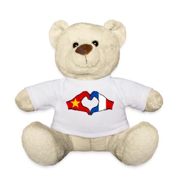 Vietnam France Flag Hands Heart Shape - Teddy Bear - white - Front