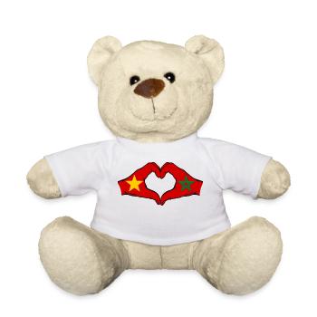 Vietnam Maroc Drapeau Mains Coeur Forme - Nounours - blanc - Devant