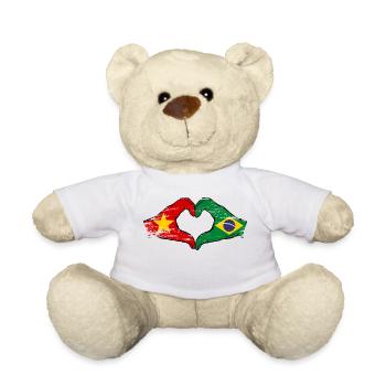 Vietnam Brazil Flag Hands Heart Shape Used - Teddy Bear - white - Front