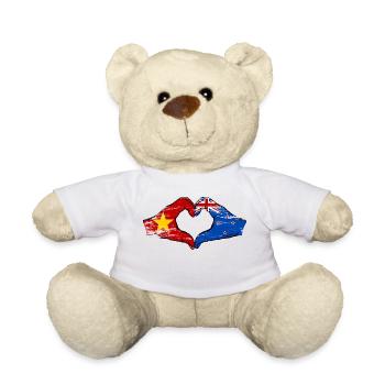Vietnam Nouvelle-Zélande drapeau mains forme coeur utilisé - Nounours - blanc - Devant