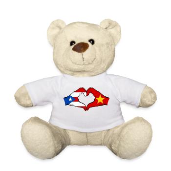 Puerto Rico Vietnam Flag Hands Heart Shape - Teddy Bear - white - Front