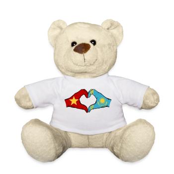 Vietnam Kazakhstan Flag Hands Heart Shape - Teddy Bear - white - Front