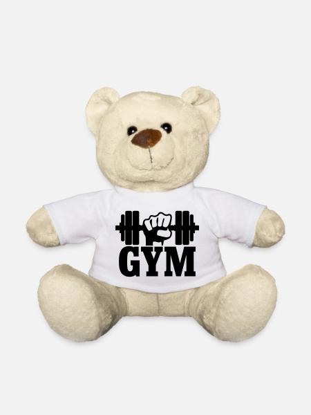 GYM Fist with Dumbbell - Teddy Bear - white