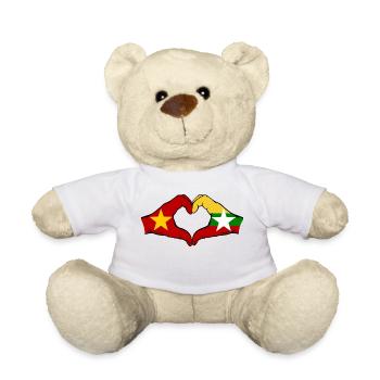 Vietnam Myanmar Drapeau Mains Coeur Forme - Nounours - blanc - Devant