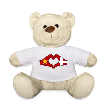Vietnam Danemark Drapeau Mains Coeur Forme - Nounours - blanc - Devant