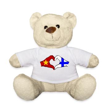 Vietnam Finlande Drapeau Mains Coeur Forme - Nounours - blanc - Devant