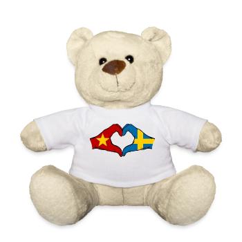 Vietnam Sweden Flag Hands Heart Shape - Teddy Bear - white - Front