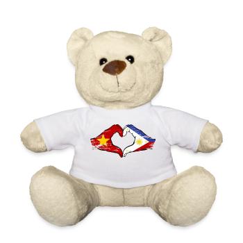 Vietnam Philippines Flag Hands Heart Shape Used - Teddy Bear - white - Front
