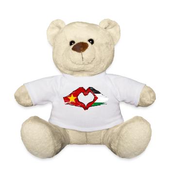 Vietnam Palestine drapeau mains forme coeur utilisé - Nounours - blanc - Devant