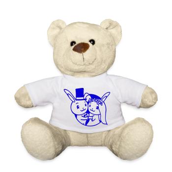 2 Hasen Pärchen Verliebt Frau Mann Reich Zylinder - Teddy - Weiß - Vorne