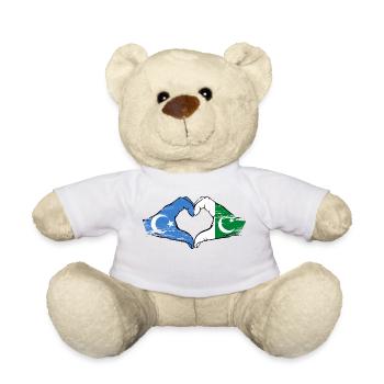 Uyghur Pakistan flag hands heart shape used - Teddy Bear - white - Front