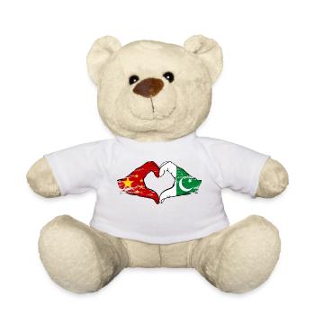China Pakistan flag hands heart shape used - Teddy Bear - white - Front
