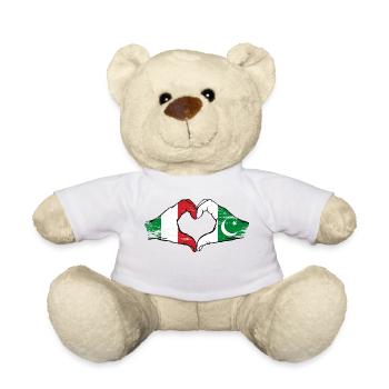 Italy Pakistan Flag Hands Heart Shape Used - Teddy Bear - white - Front