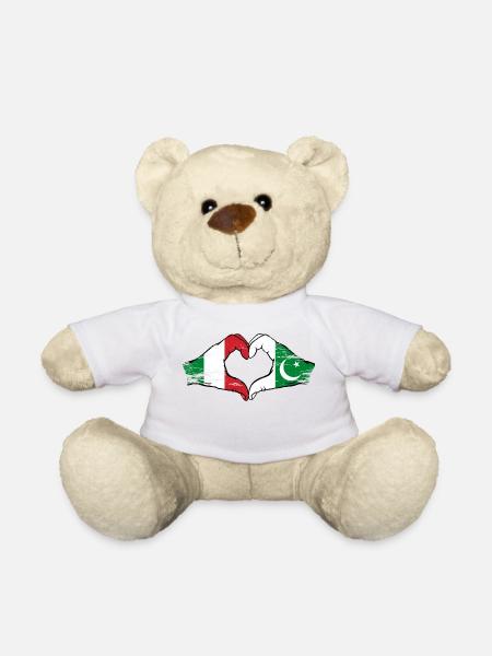 Italie Pakistan drapeau mains coeur utilisé - Nounours - blanc