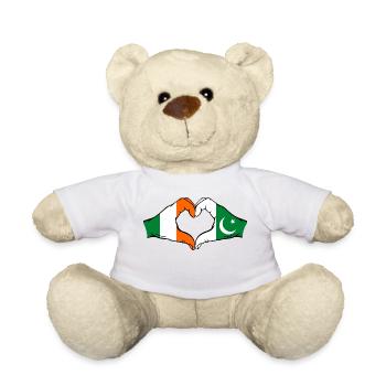 Irland Pakistan Flagge Hände Herzform - Teddy - Weiß - Vorne