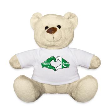Arabie Saoudite Pakiastan Drapeau Mains Coeur Forme Utilisé - Nounours - blanc - Devant