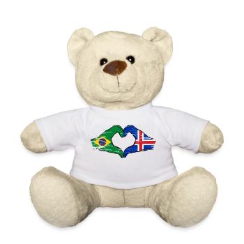Brazil Iceland Flag Hands Heart Shape Used - Teddy Bear - white - Front