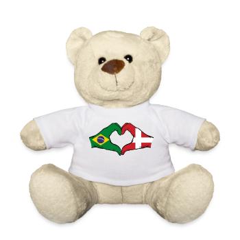Brazil Denmark Flag Hands Heart Shape - Teddy Bear - white - Front