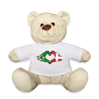 Brésil Danemark drapeau mains forme de coeur utilisé - Nounours - blanc - Devant