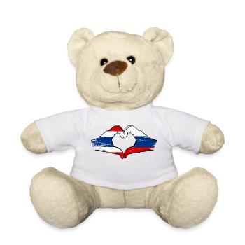 Thaïlande Russie Drapeau Mains Coeur Forme Utilisé - Nounours - blanc - Devant