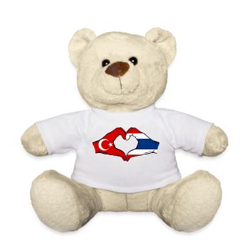 Turquie Thaïlande drapeau mains forme coeur - Nounours - blanc - Devant