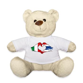 Italie Drapeau Thaïlande mains forme coeur utilisé - Nounours - blanc - Devant