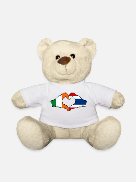 Irland Thailand Flagge Hände Herzform - Teddy - Weiß