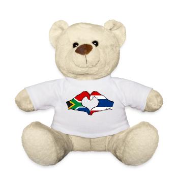 Afrique du Sud Thaïlande drapeau mains forme coeur - Nounours - blanc - Devant