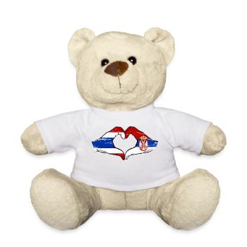Thailand Serbien Flagge Hände Herzform used - Teddy - Weiß - Vorne